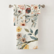 Aquarell-Wildblumengarten Pfirsich- und Salbeiblum