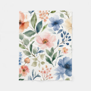 Aquarell-Wildblumenmuster Moderne Botanik Fleecedecke