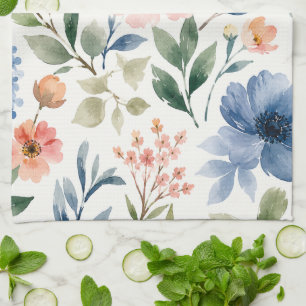Aquarell-Wildblumenmuster Moderne Botanik Geschirrtuch