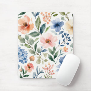 Aquarell-Wildblumenmuster Moderne Botanik Mousepad