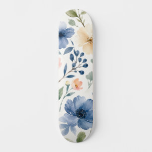 Aquarell-Wildblumenmuster Moderne Botanik Skateboard