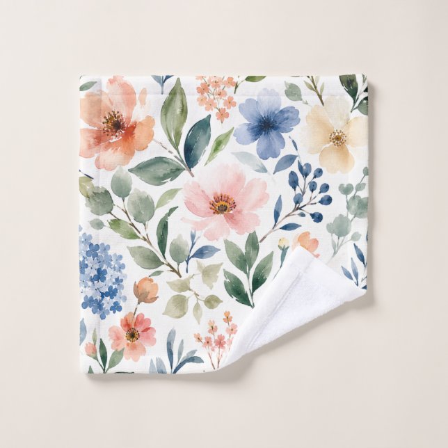 Aquarell-Wildblumenmuster Moderne Botanik Waschlappen (Waschlappen)