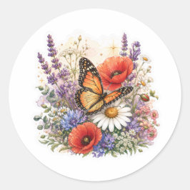 Aquarell-Wildblumenstrauß-Aufkleber Runder Aufkleber