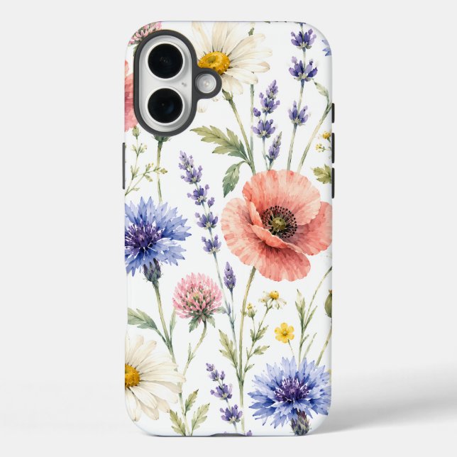 Aquarell-Wildblumenwiese-Blumenmuster Case-Mate iPhone Hülle (Rückseite)