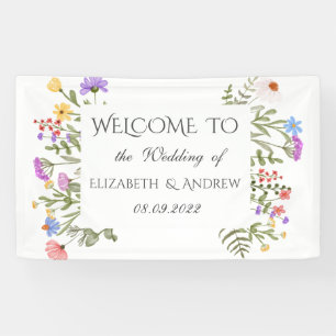 Aquarell-Wildblumenwiese-Hochzeit Banner