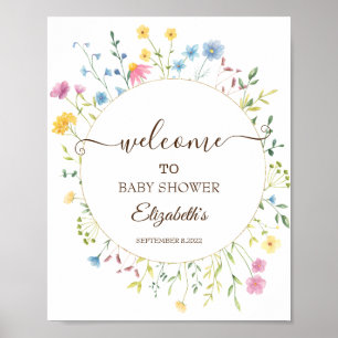 Aquarell-Wildblumenwiese-Rahmen Poster