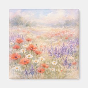 Aquarell-Wildblumenwiesen-Szene Magnet