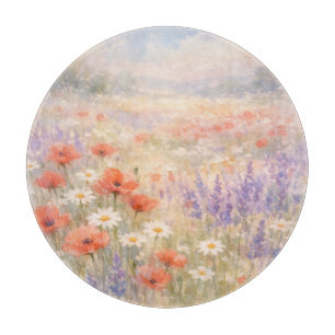 Aquarell-Wildblumenwiesen-Szene Schneidebrett