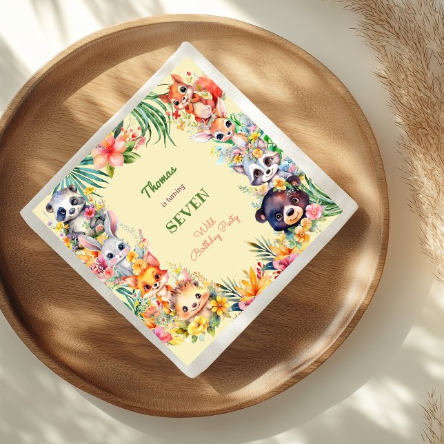 Aquarell Wilde Waldtiere Kindergeburtstag Serviette (Von Creator hochgeladen)