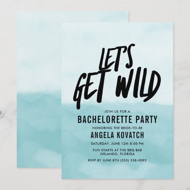 Aquarell - Wilder Junggeselinnen-Abschied Einladung (Vorne/Hinten)