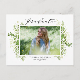 Aquarell-Wildes-Laub-Schwarz-Foto-Abschluss  Postkarte