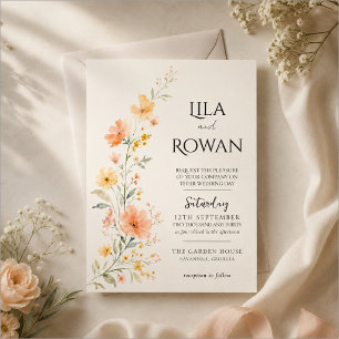 Aquarell-Wildflower-Hochzeit Einladung