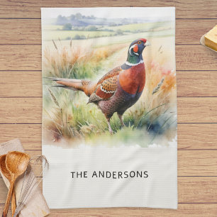 Aquarell-Wildlife-Fasan-Druck personalisiert Geschirrtuch