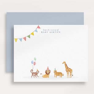 Aquarell-Wildtiere-Kinderzimmer-Notizkarte Dankeskarte