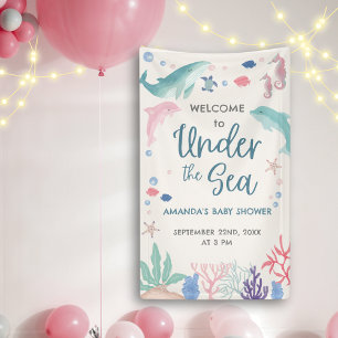 Aquarell Willkommen unter der Baby Girl Dusche Banner