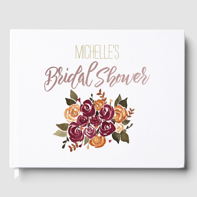 Aquarell Win Rose Floral mit Name Brautparty Gästebuch (Vorderseite)