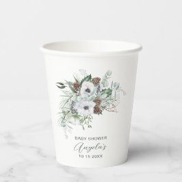 Aquarell Winter Anemones Blume Babydusche Pappbecher