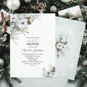 Aquarell Winter Anemones Blume Bridal Showe Einladung