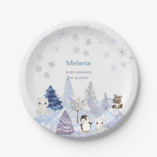 Aquarell Winter Arktische Tiere  Babyparty  Pappteller
