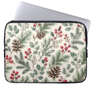 Aquarell-Winter-Botanik Kiefer und Beeren Laptopschutzhülle