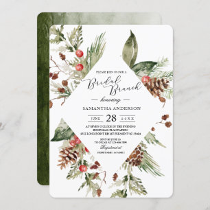 Aquarell Winter Grüne Kiefernwälder und Kiefernkon Einladung