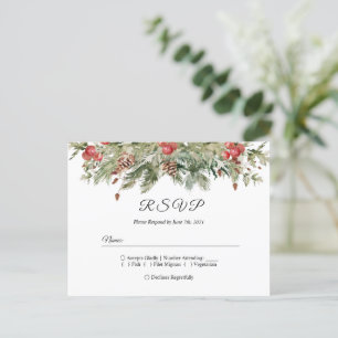 Aquarell Winter Grüne Kiefernwälder und Kiefernkon Einladungspostkarte