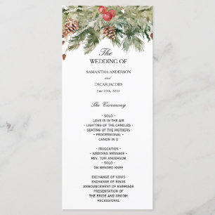 Aquarell Winter Grüne Kiefernwälder und Kiefernkon Menükarte