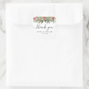 Aquarell Winter Grüne Kiefernwälder und Kiefernkon Quadratischer Aufkleber