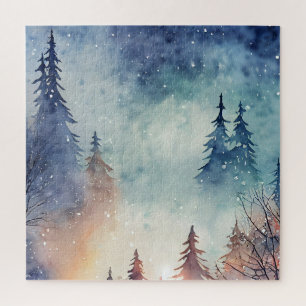 Aquarell-Winter-Kunst-Puzzle Puzzle