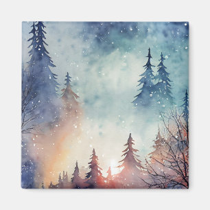 Aquarell-Winter-Kunstmagnet Magnet