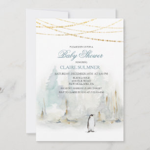 Aquarell-Winter-Pinguin-Baby-Shower-Einladung