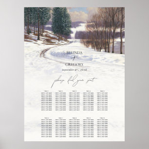 Aquarell-Winter-Schneelandschaft-Hochzeit Poster