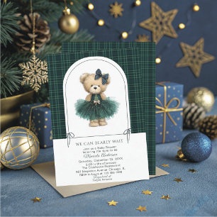 Aquarell-Winter-Teddybär-Weihnachten-Baby-Show Einladung