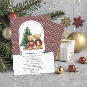 Aquarell-Winter-Teddybär-Weihnachten-Baby-Show Einladung