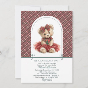 Aquarell-Winter-Teddybär-Weihnachten-Baby-Show Einladung