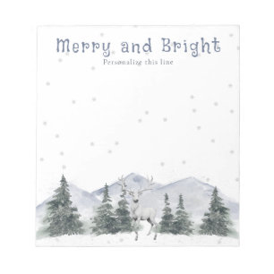 Aquarell Winter Weiß Rentier Personalisiert Notizblock