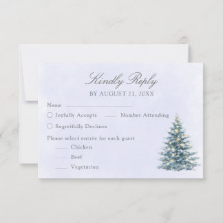 Aquarell-Winterbaum-Hochzeits-RSVP-Karte RSVP Karte