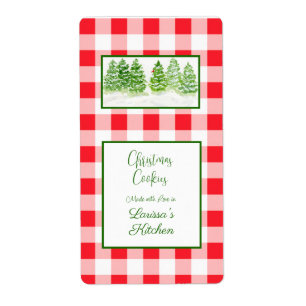 Aquarell-Winterbaum Rotkariert COOKIES mit Liebe