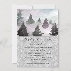 Aquarell-Winterbaum-Wald-Baby-Dusche Feiertagskarte