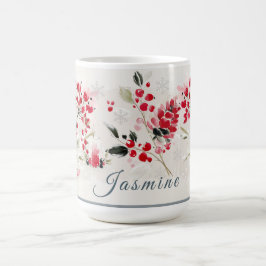 Aquarell-Winterbeere Personalisiert Kaffeetasse
