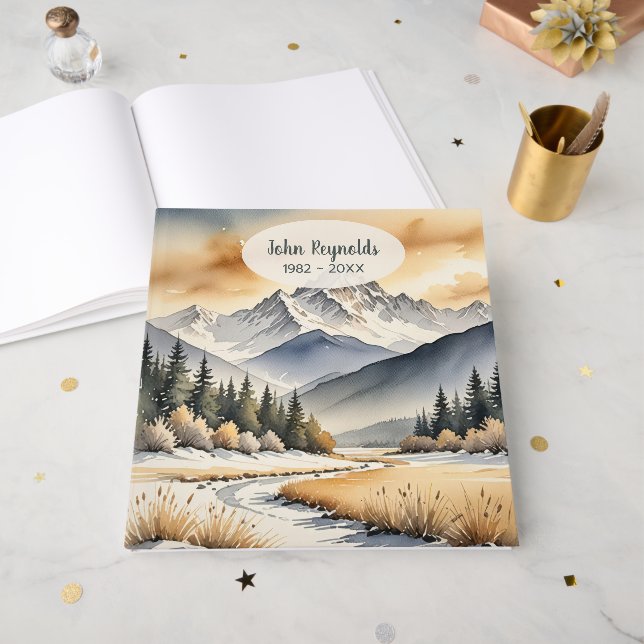 Aquarell-Winterberglandschaft Gästebuch (Vorderseite offen)