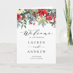 Aquarell-Winterblüten-Girlande-Hochzeitsprogramm Programm