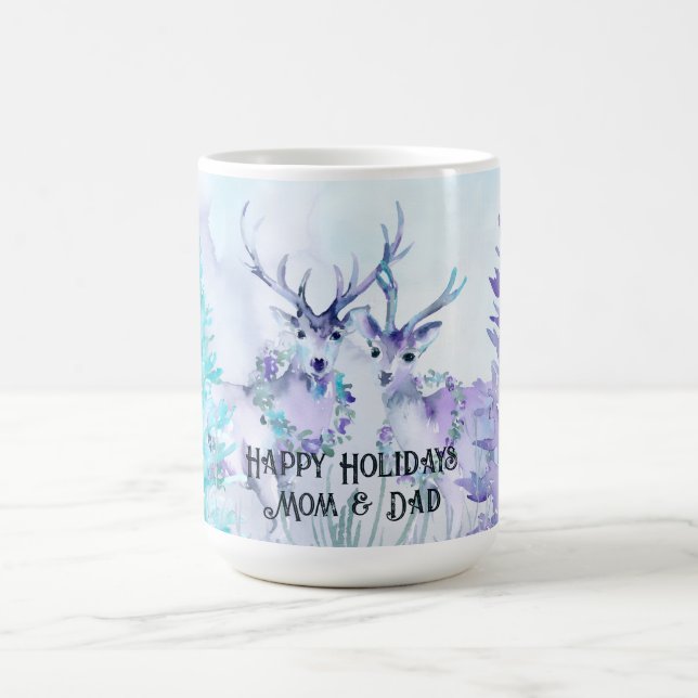 Aquarell-Winterlandschaft Frohe Feiertage Kaffeetasse (Mittel)