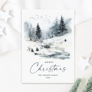 Aquarell-Winterlandschaft Weihnachten