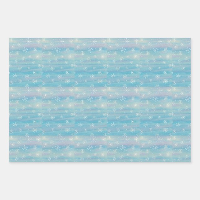 Aquarell-Wintermuster Geschenkpapier Set (Vorderseite)