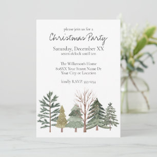 Aquarell-Winterwald Einfache Bäume Einladung