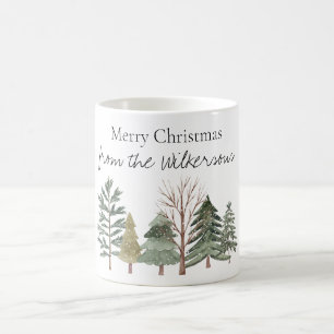 Aquarell-Winterwald Einfache Bäume Kaffeetasse