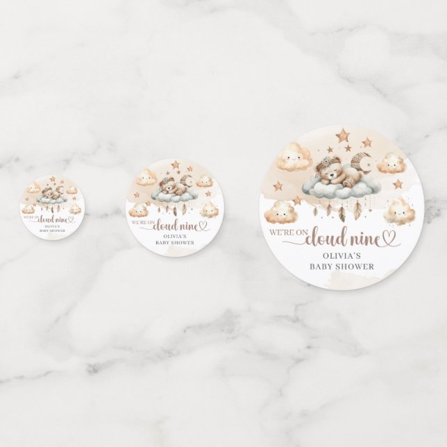 Aquarell wir sind auf Wolke neun Kupfer Elfenbär Konfetti (Vorderseiten)