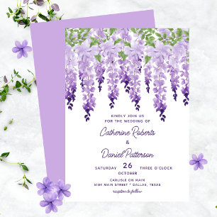 Aquarell Wisteria Blumen Elegante Moderne Hochzeit Einladung