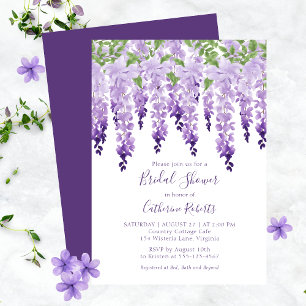 Aquarell-Wisteria-Lila-Floral-Braut-Party Einladung